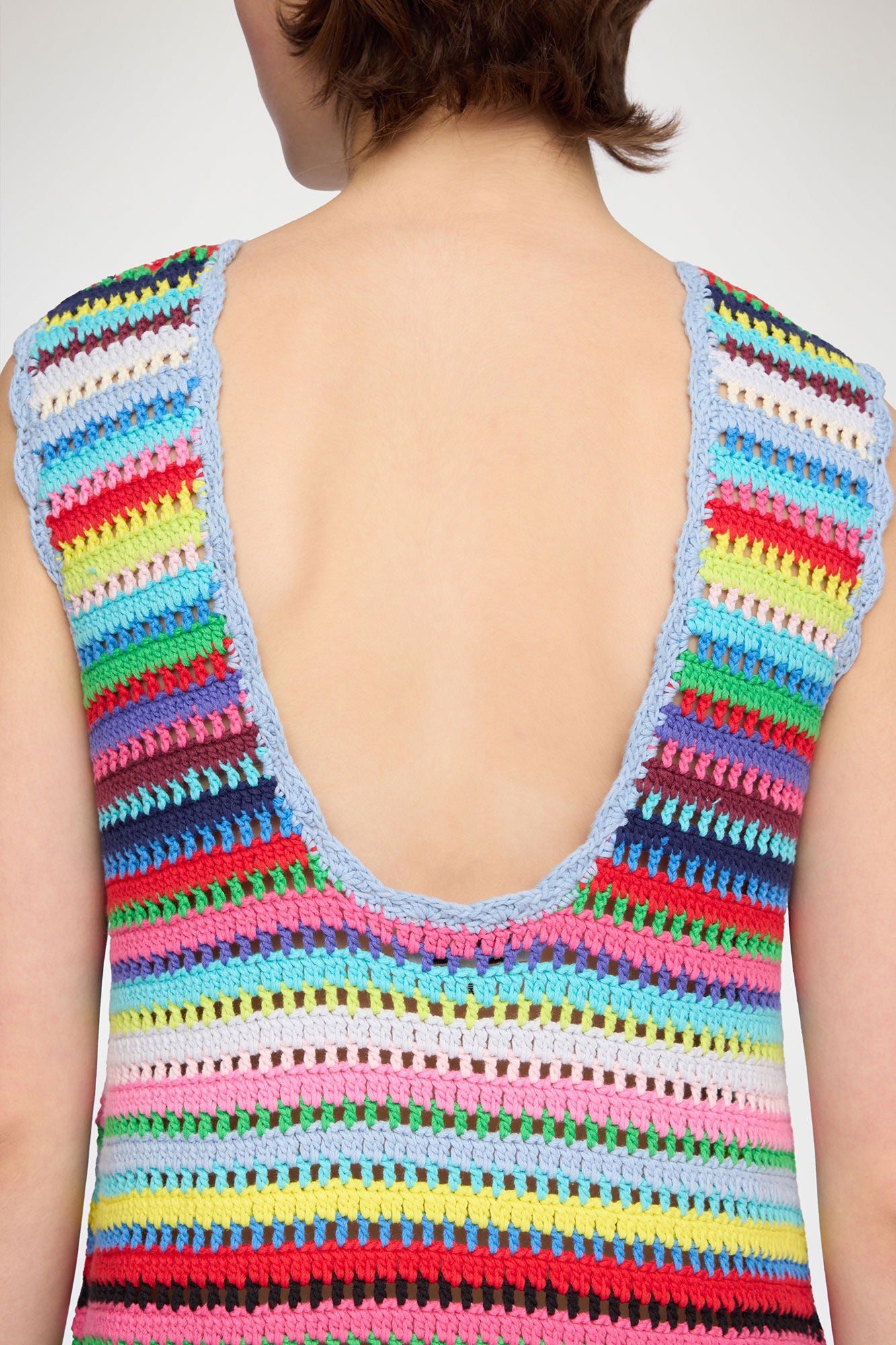 GANNI Sale Dress in Striped Crochet