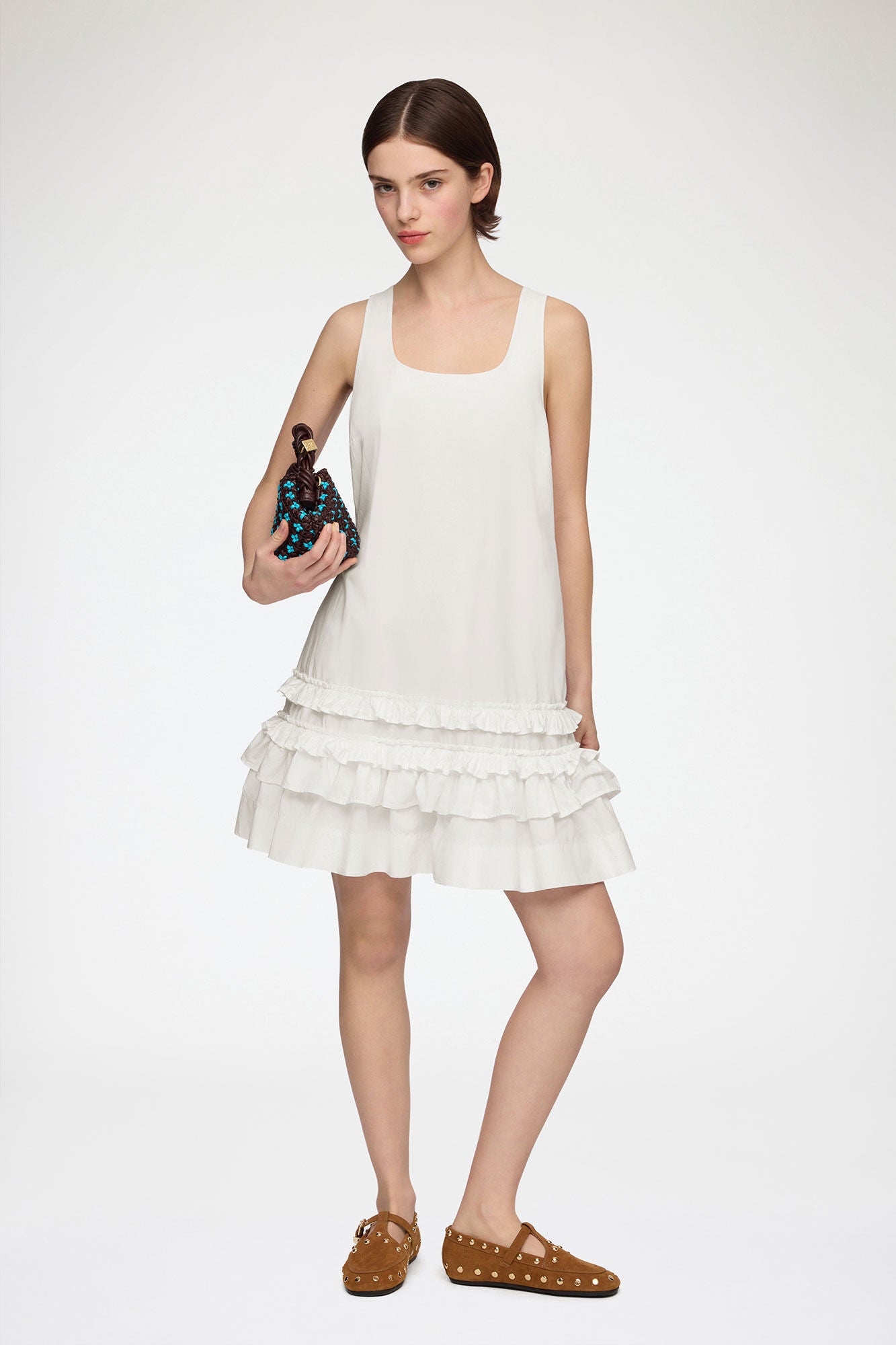 GANNI Online Dress in White Cotton