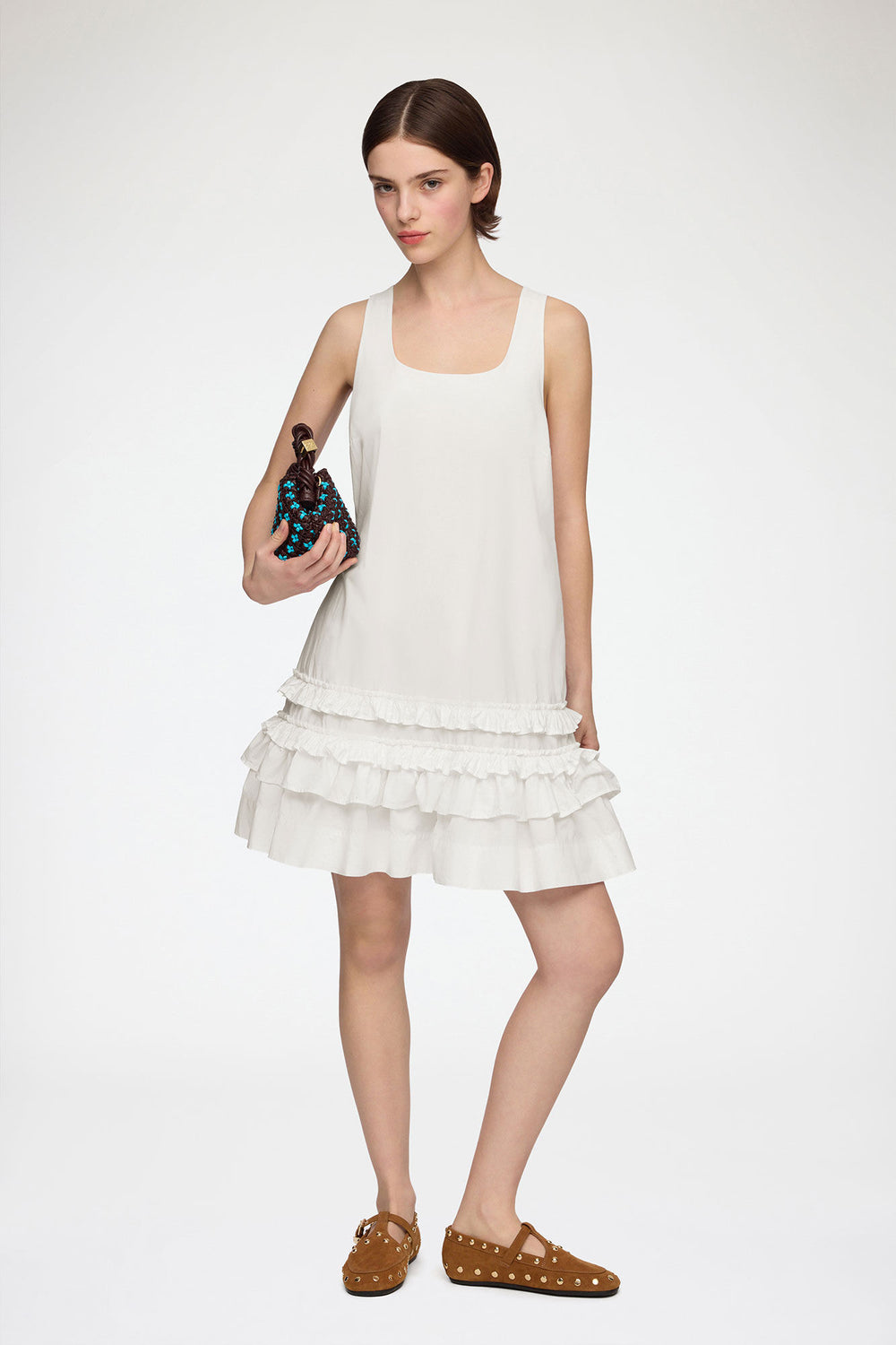 GANNI Online Dress in White Cotton