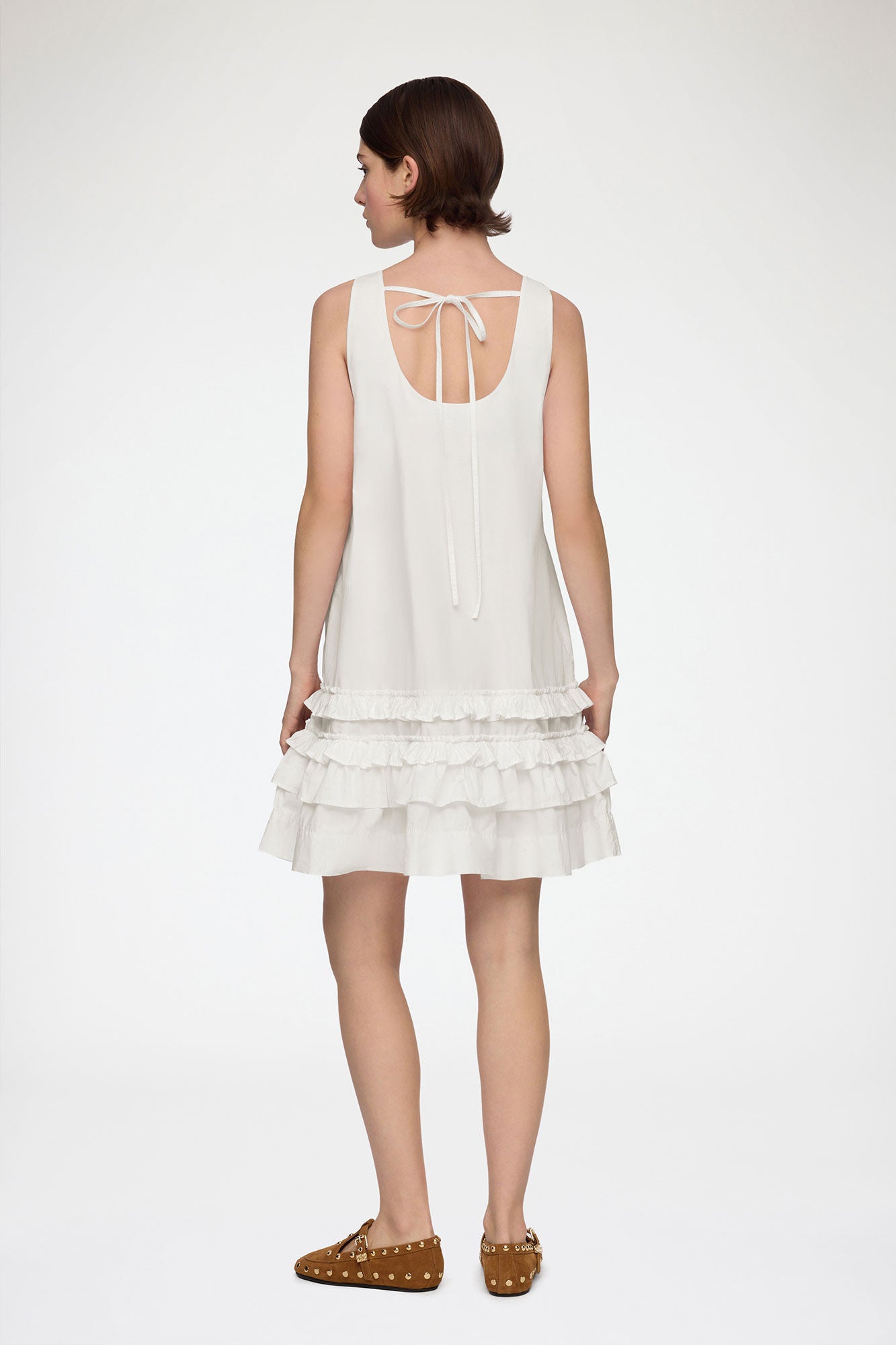 GANNI Online Dress in White Cotton