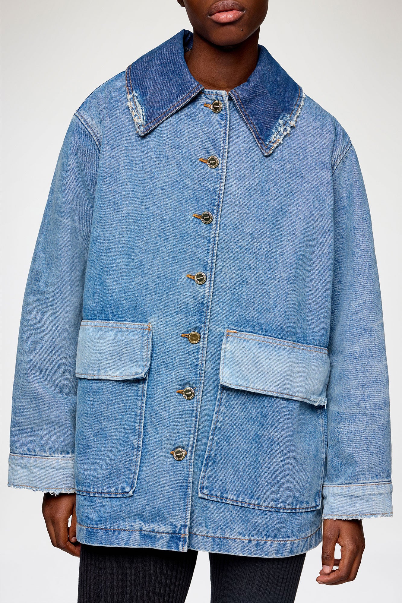 GANNI Outlet Jacket in Patchwork Denim