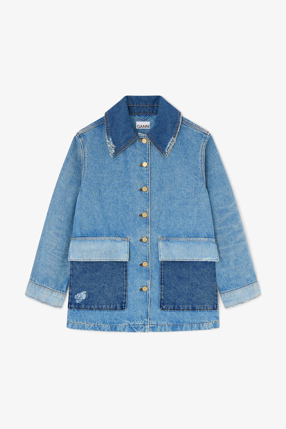 GANNI Outlet Jacket in Patchwork Denim