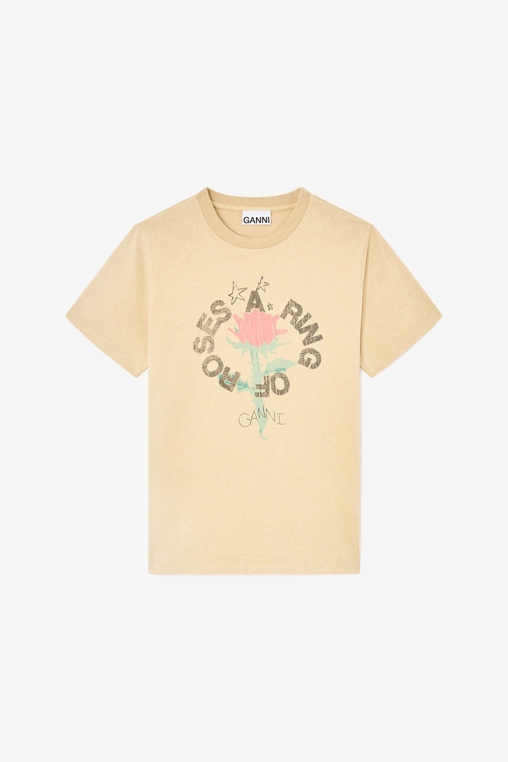 GANNI Online T-shirt with Rose