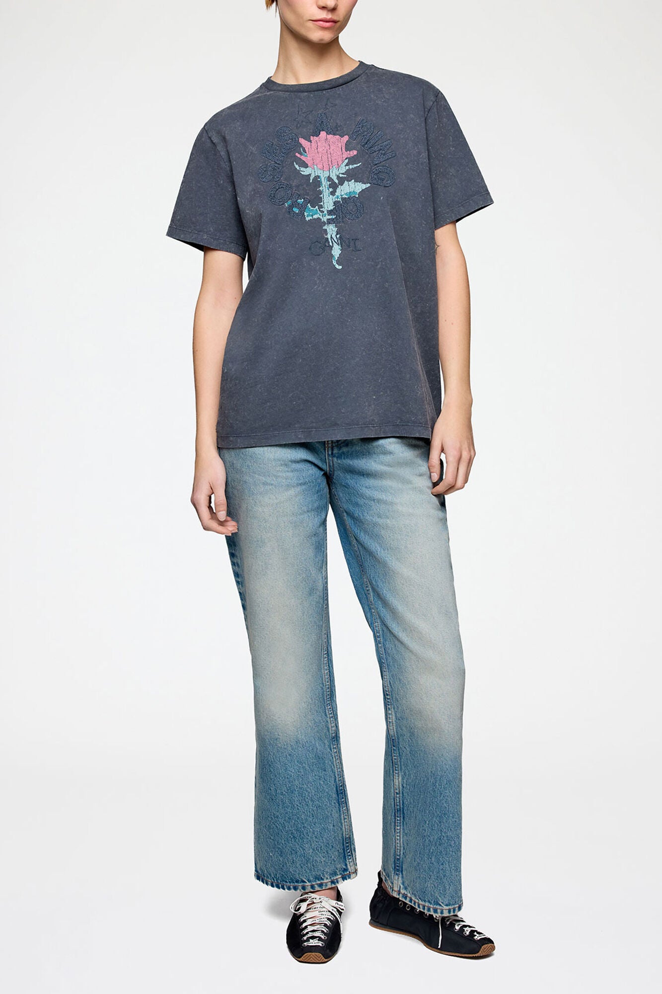 GANNI Sale T-shirt with Rose