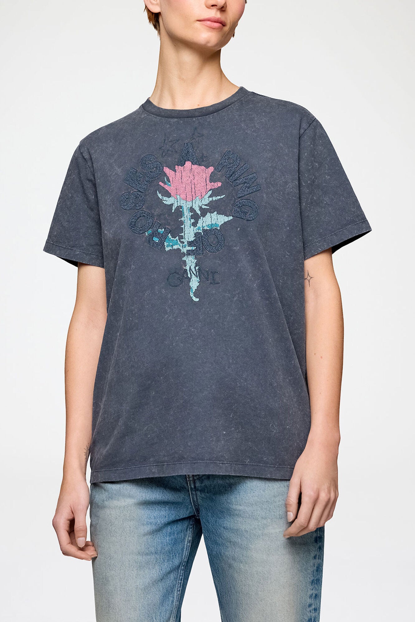 GANNI Sale T-shirt with Rose