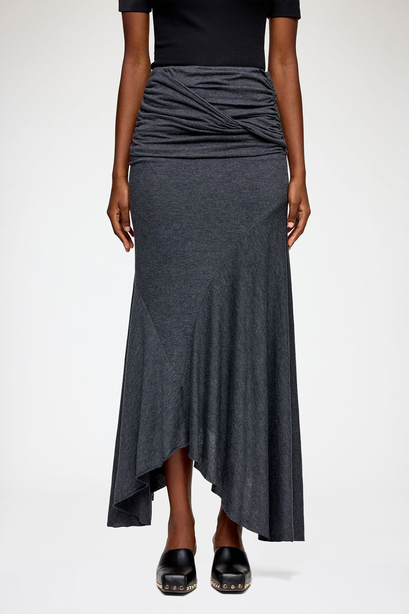 GANNI Discount Long Skirt in Grey Jersey