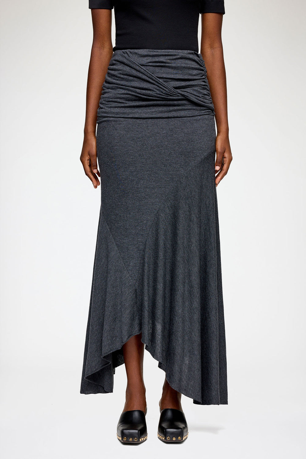 GANNI Discount Long Skirt in Grey Jersey