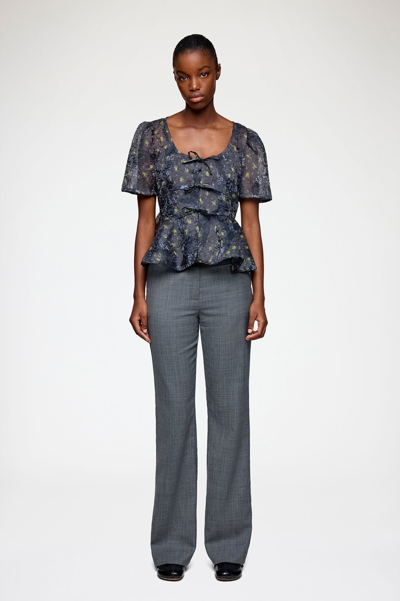 GANNI On Sale Peplum Blouse in Shibori Organza