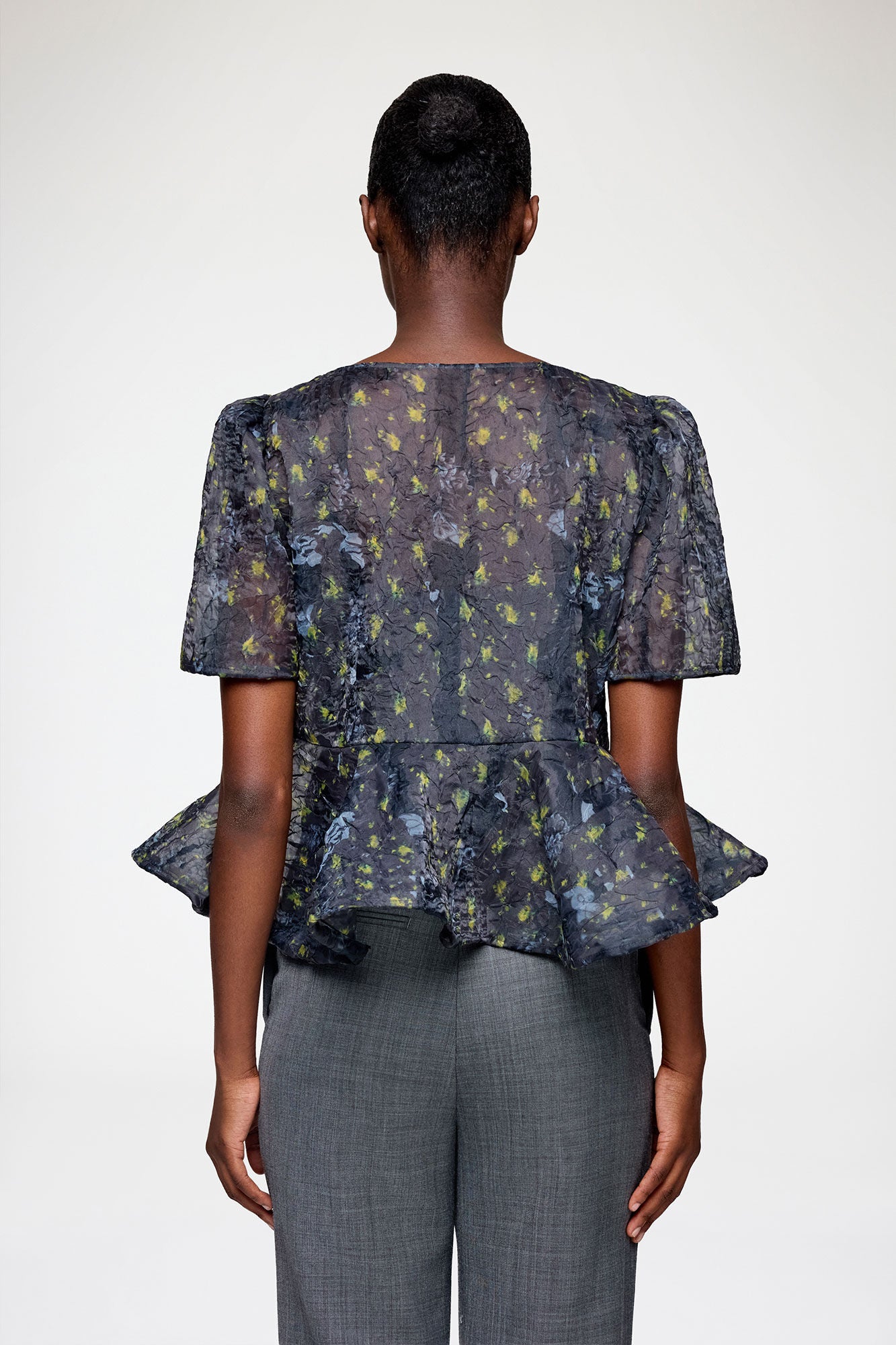 GANNI On Sale Peplum Blouse in Shibori Organza