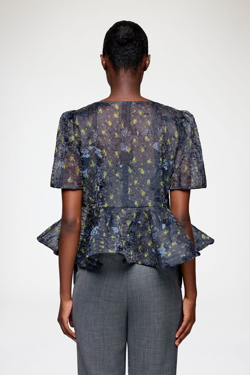 GANNI On Sale Peplum Blouse in Shibori Organza