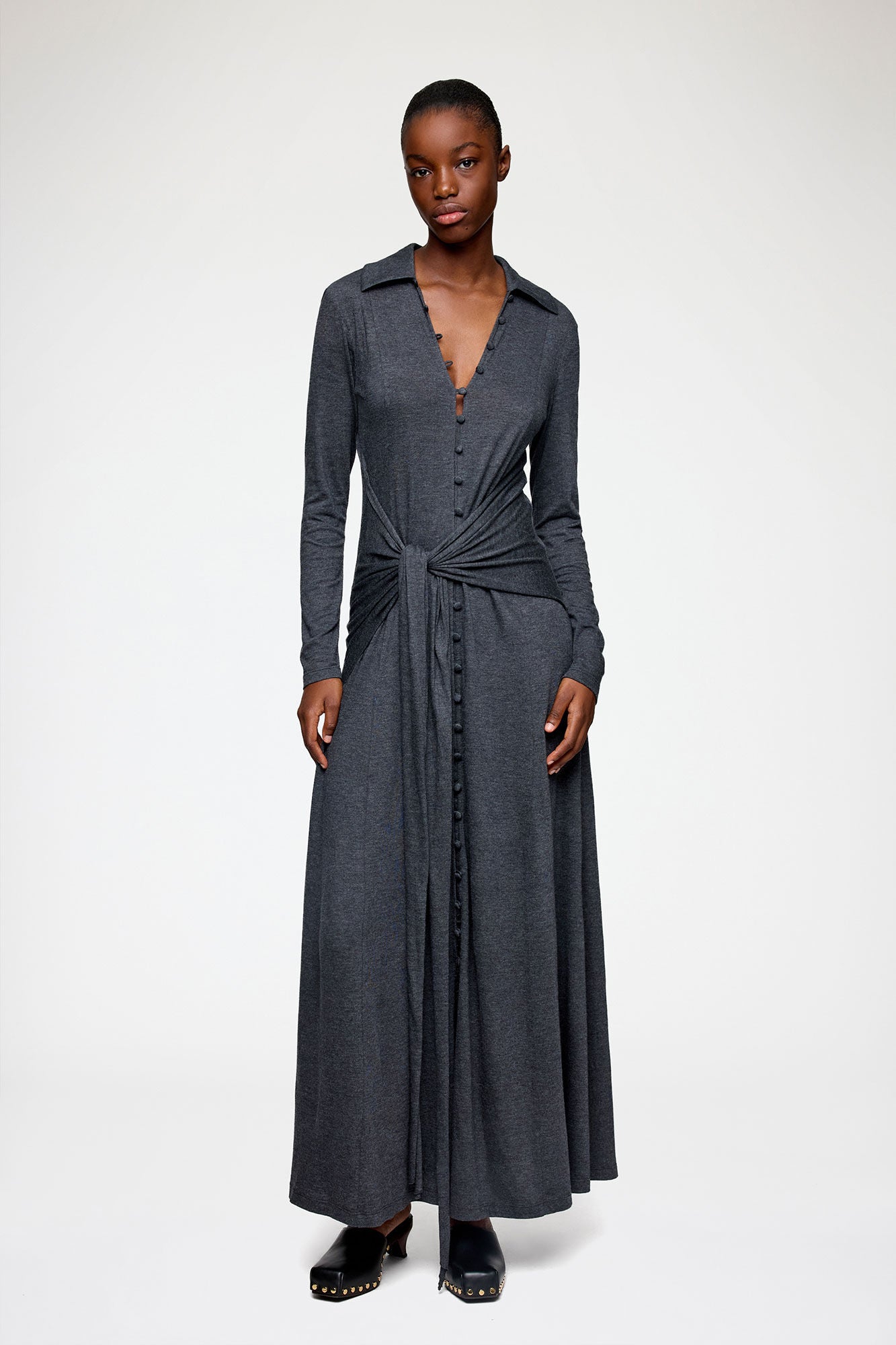 GANNI New Long Dress in Grey Jersey