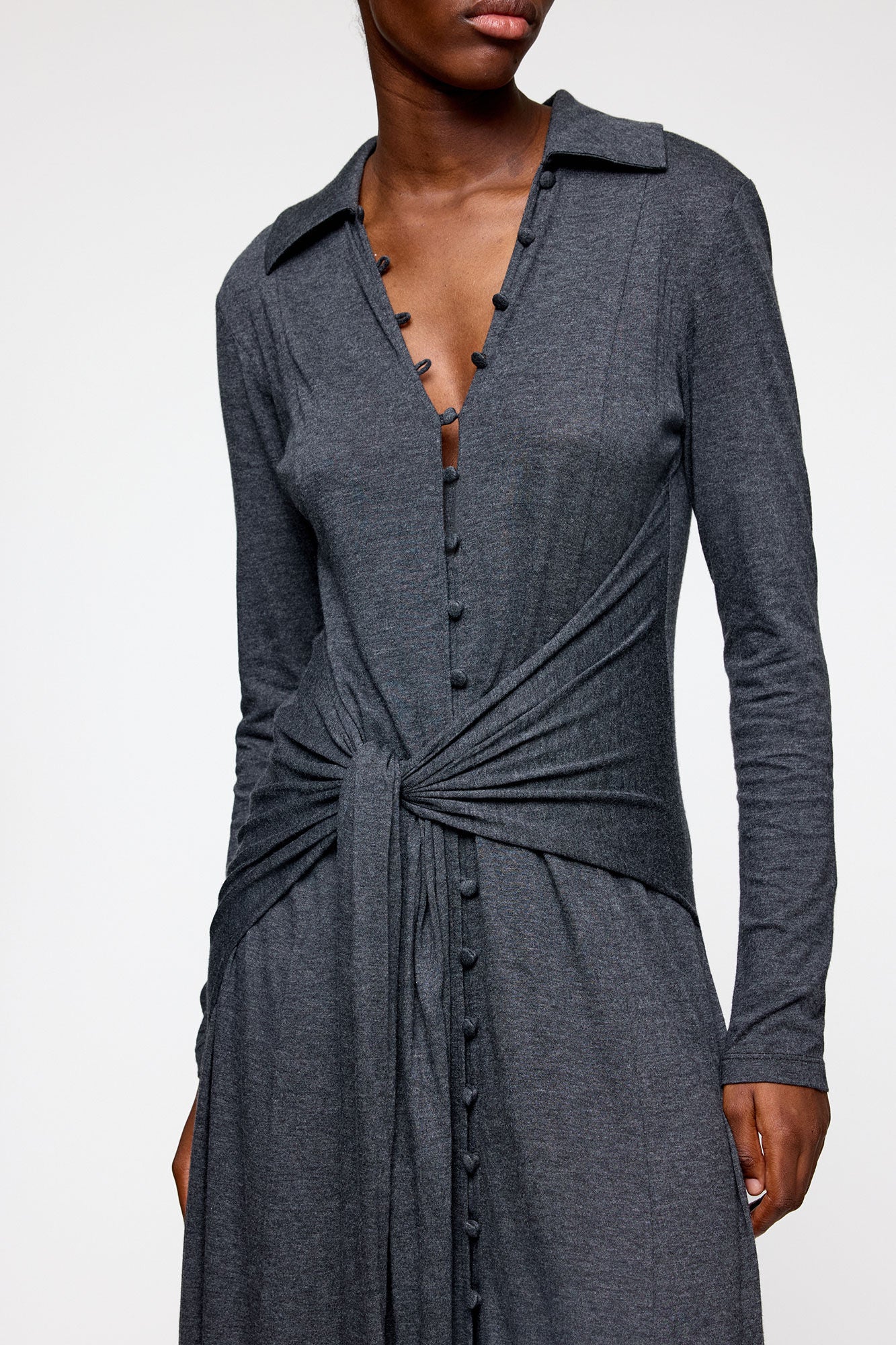 GANNI New Long Dress in Grey Jersey