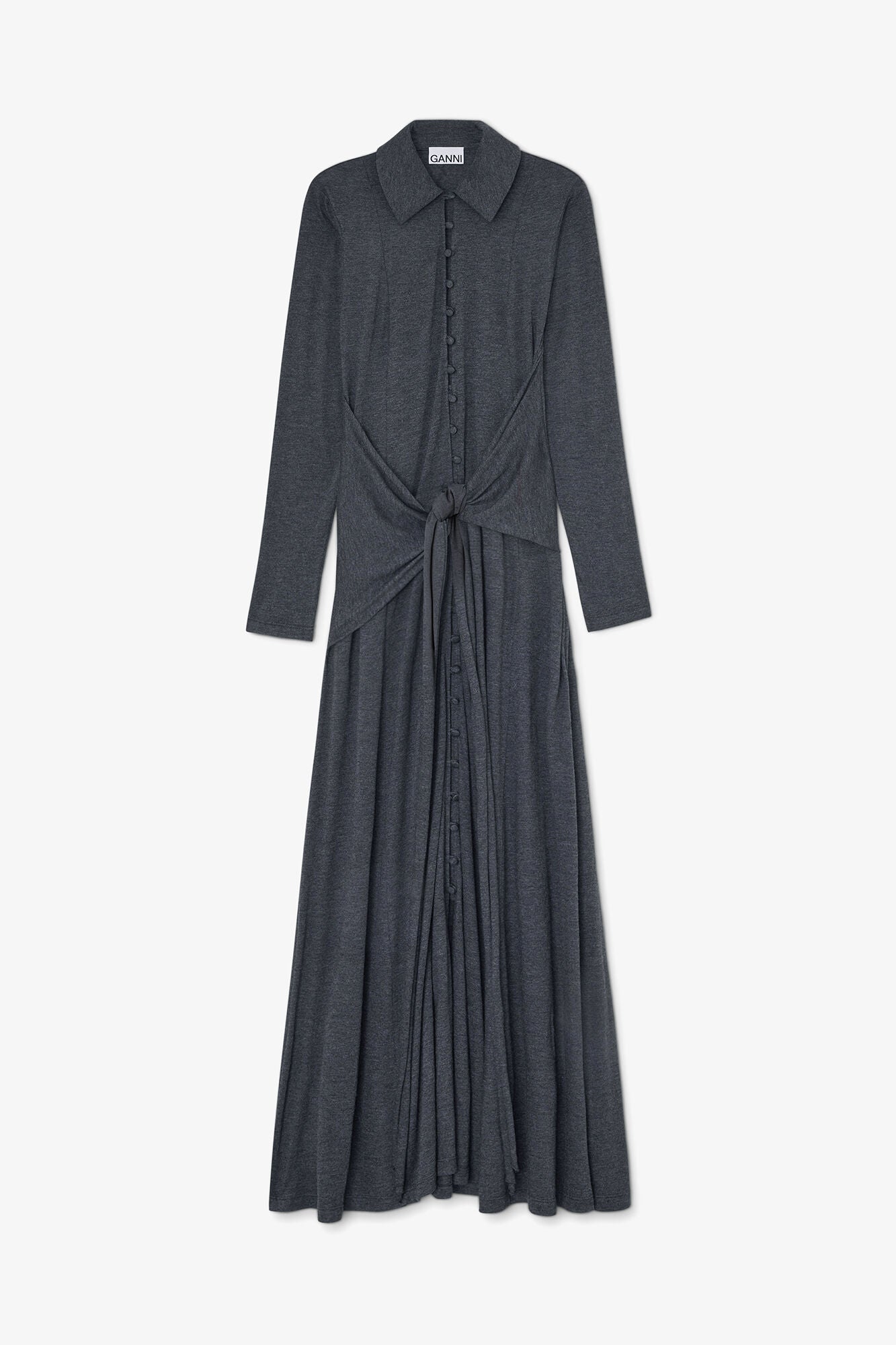 GANNI New Long Dress in Grey Jersey