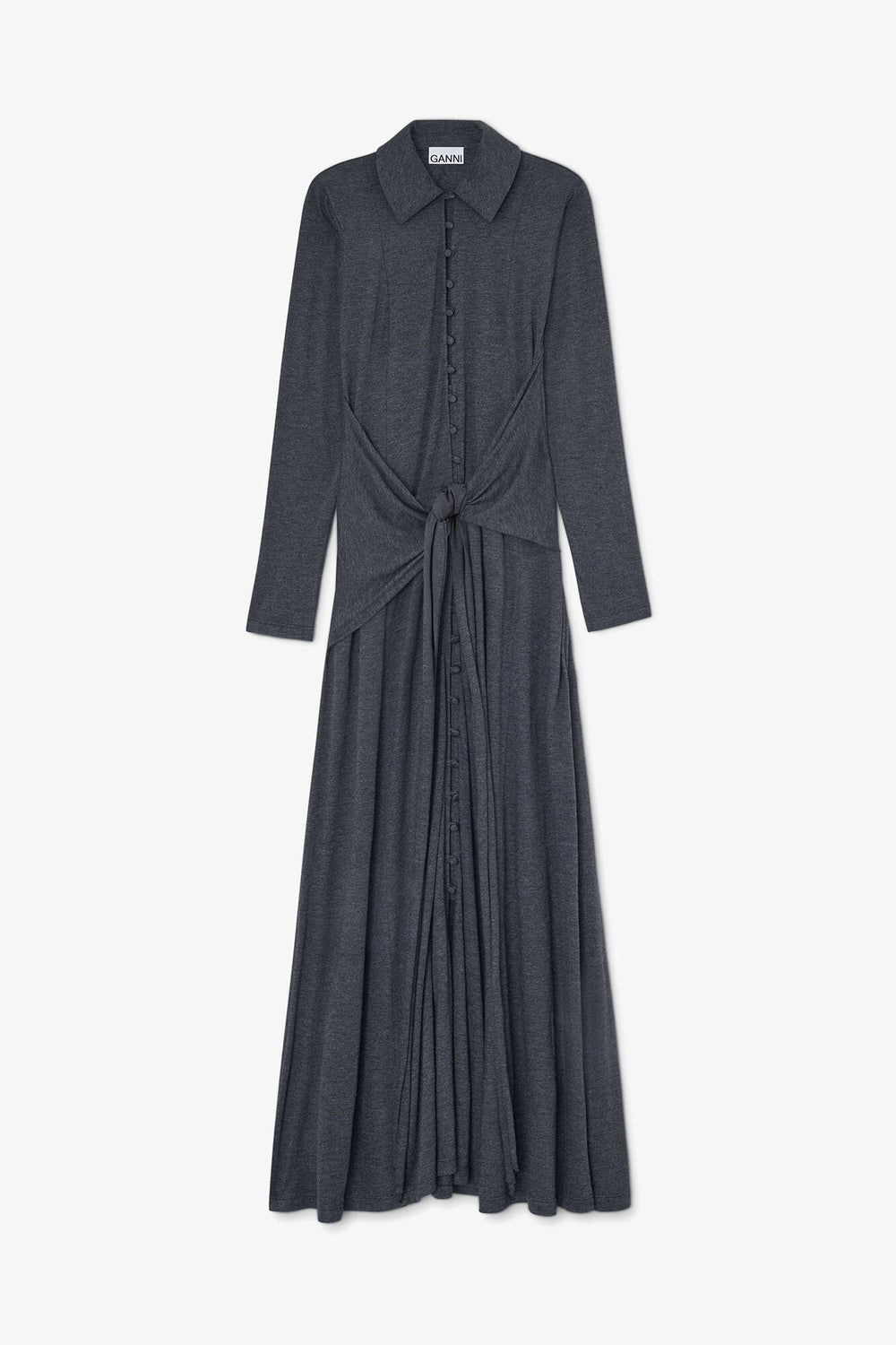 GANNI New Long Dress in Grey Jersey