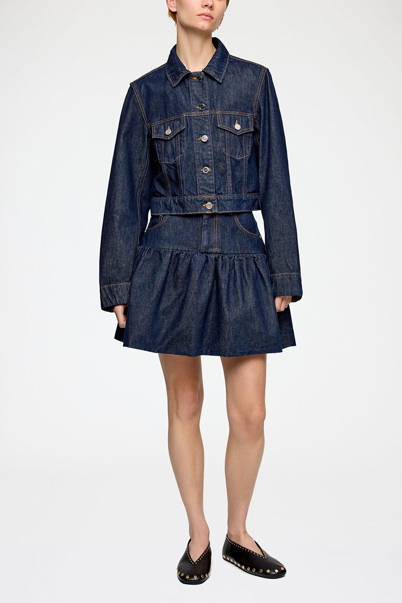GANNI us Skirt in Rinse Denim