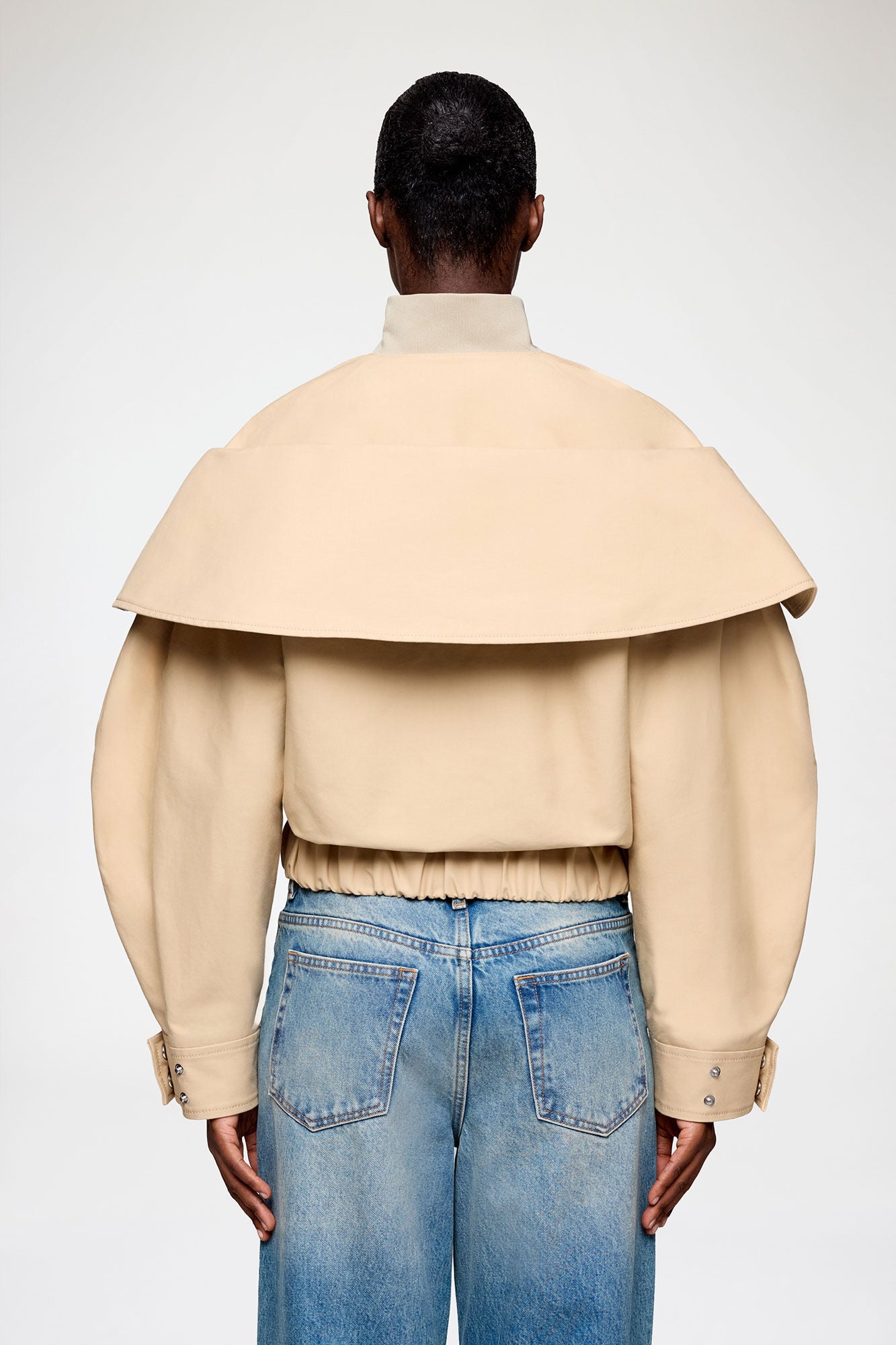 GANNI Discount Bomber in Beige Cotton