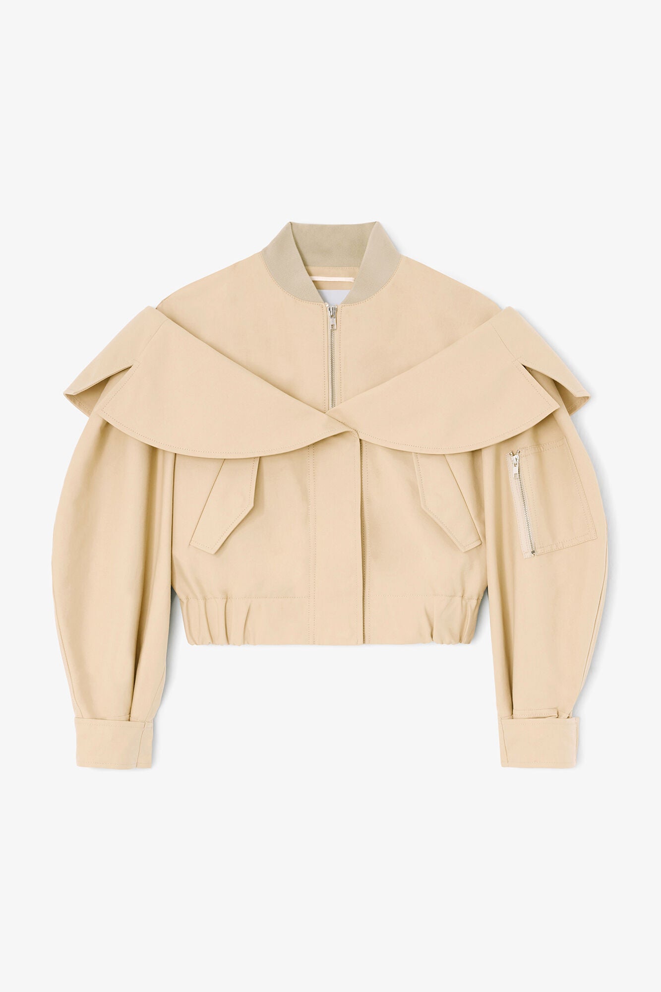 GANNI Discount Bomber in Beige Cotton