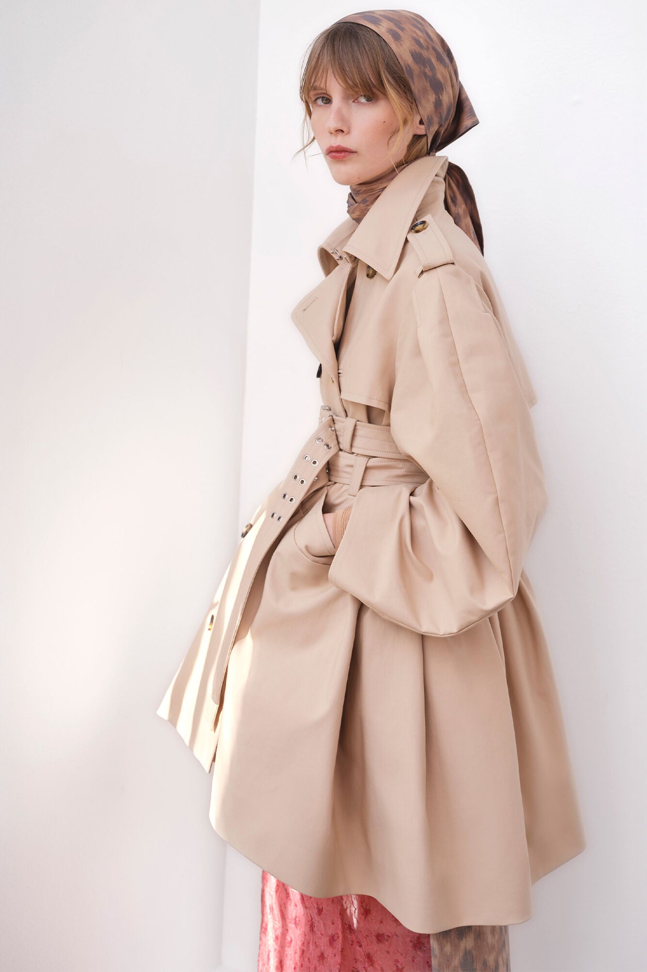 GANNI Outlet Trench Coat in Double Cotton