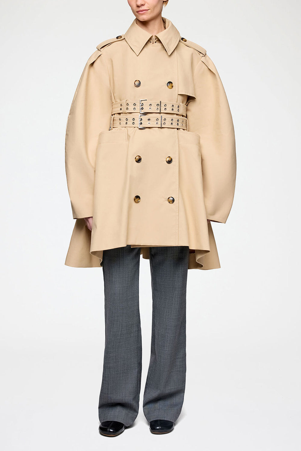 GANNI Outlet Trench Coat in Double Cotton