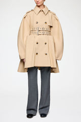 GANNI Outlet Trench Coat in Double Cotton