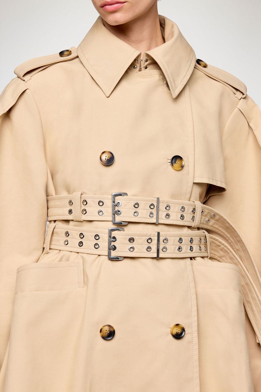 GANNI Outlet Trench Coat in Double Cotton