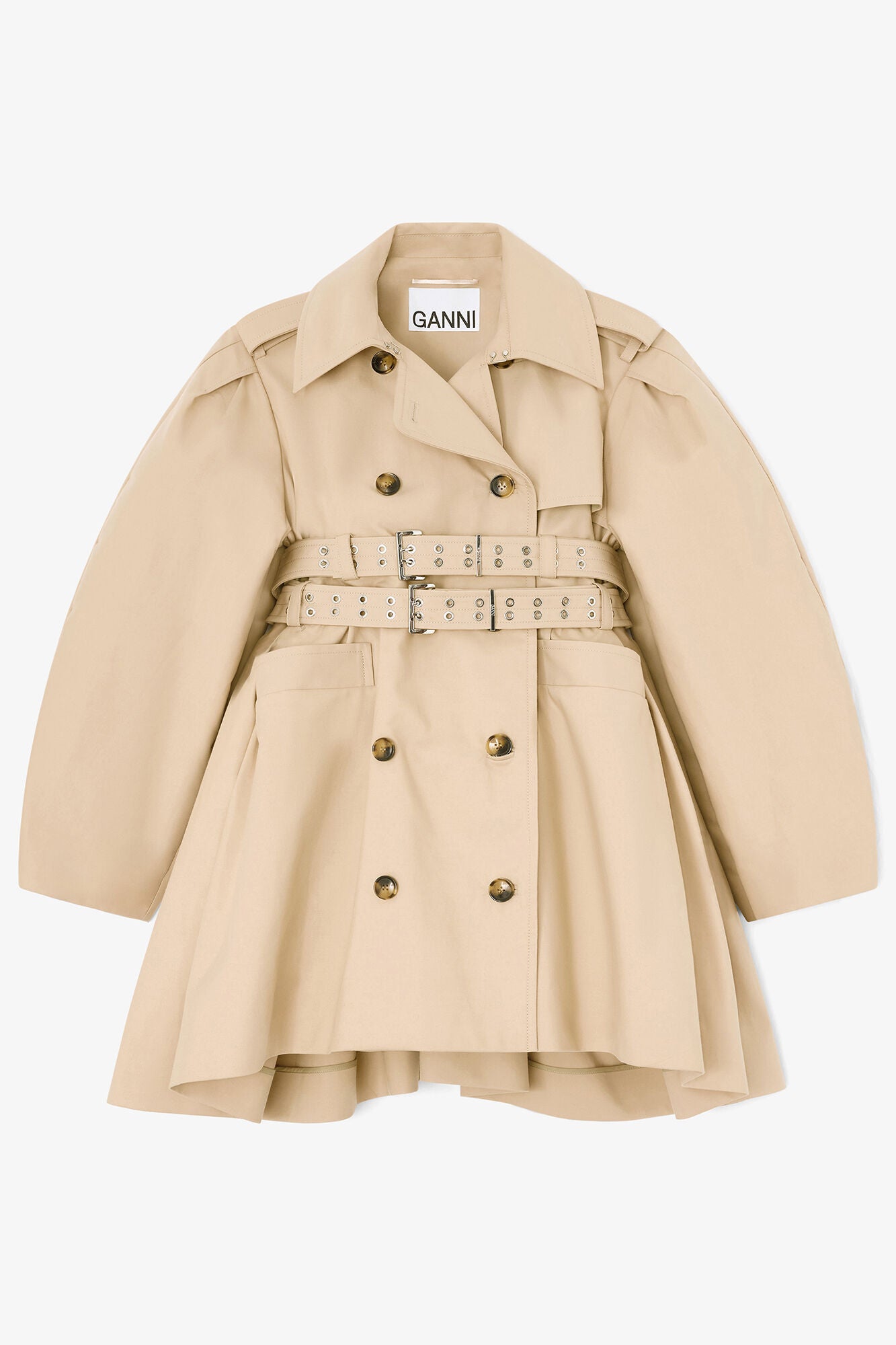 GANNI Outlet Trench Coat in Double Cotton