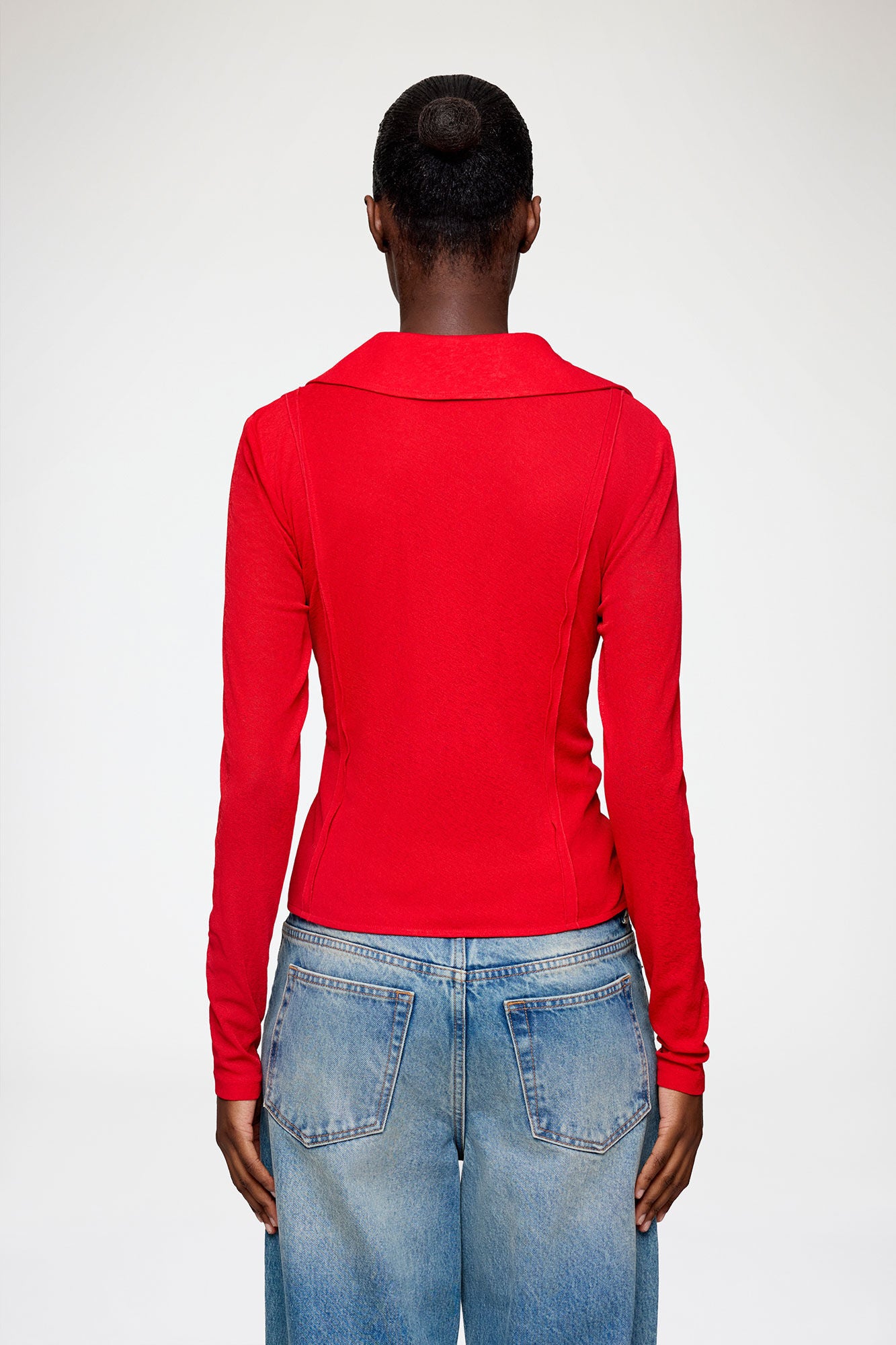 GANNI New Shirt in Red Marl Mesh