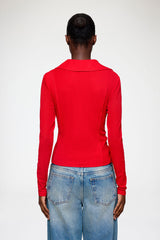 GANNI New Shirt in Red Marl Mesh