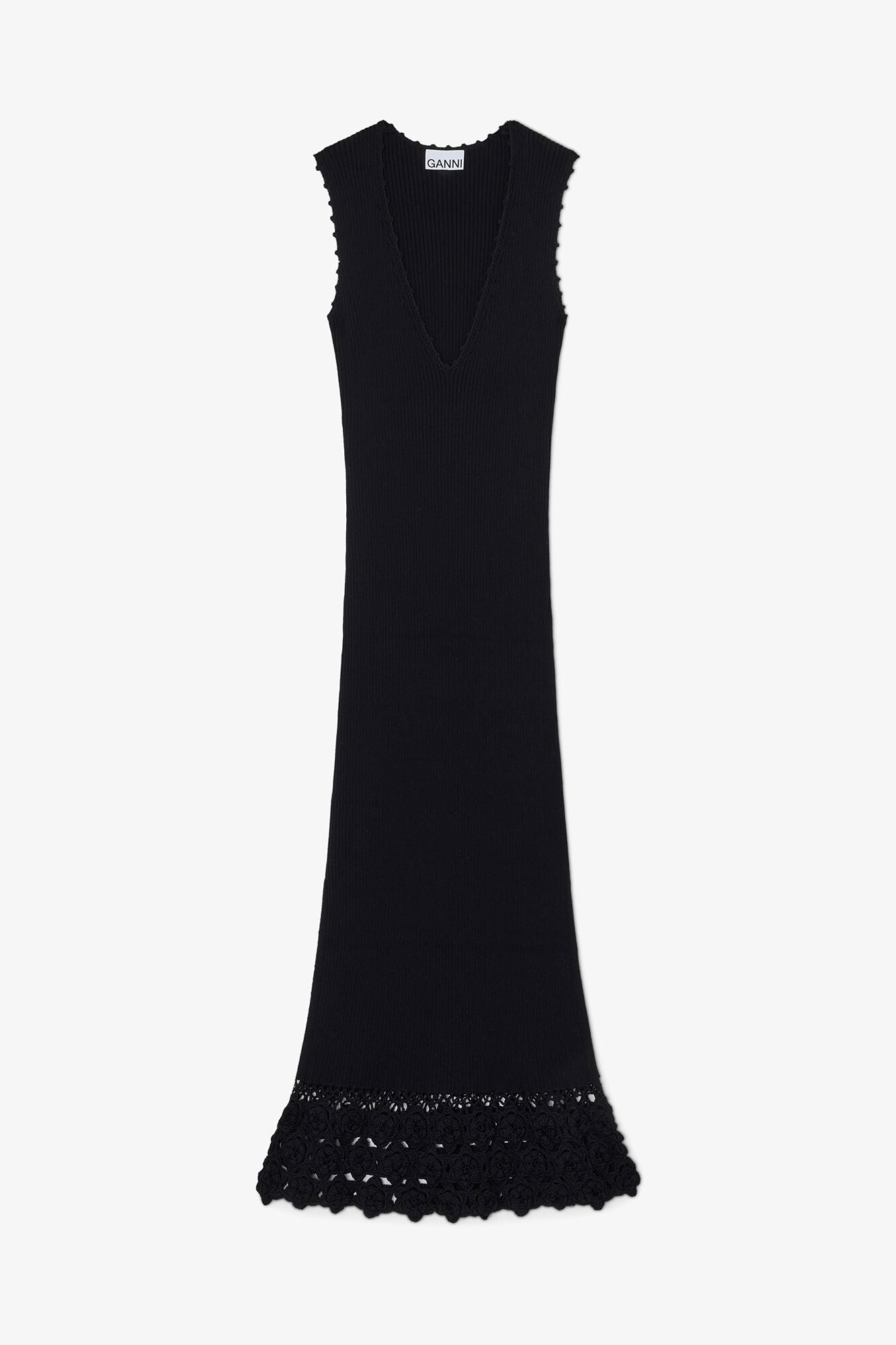 GANNI On Sale Long Dress in Cotton Crochet