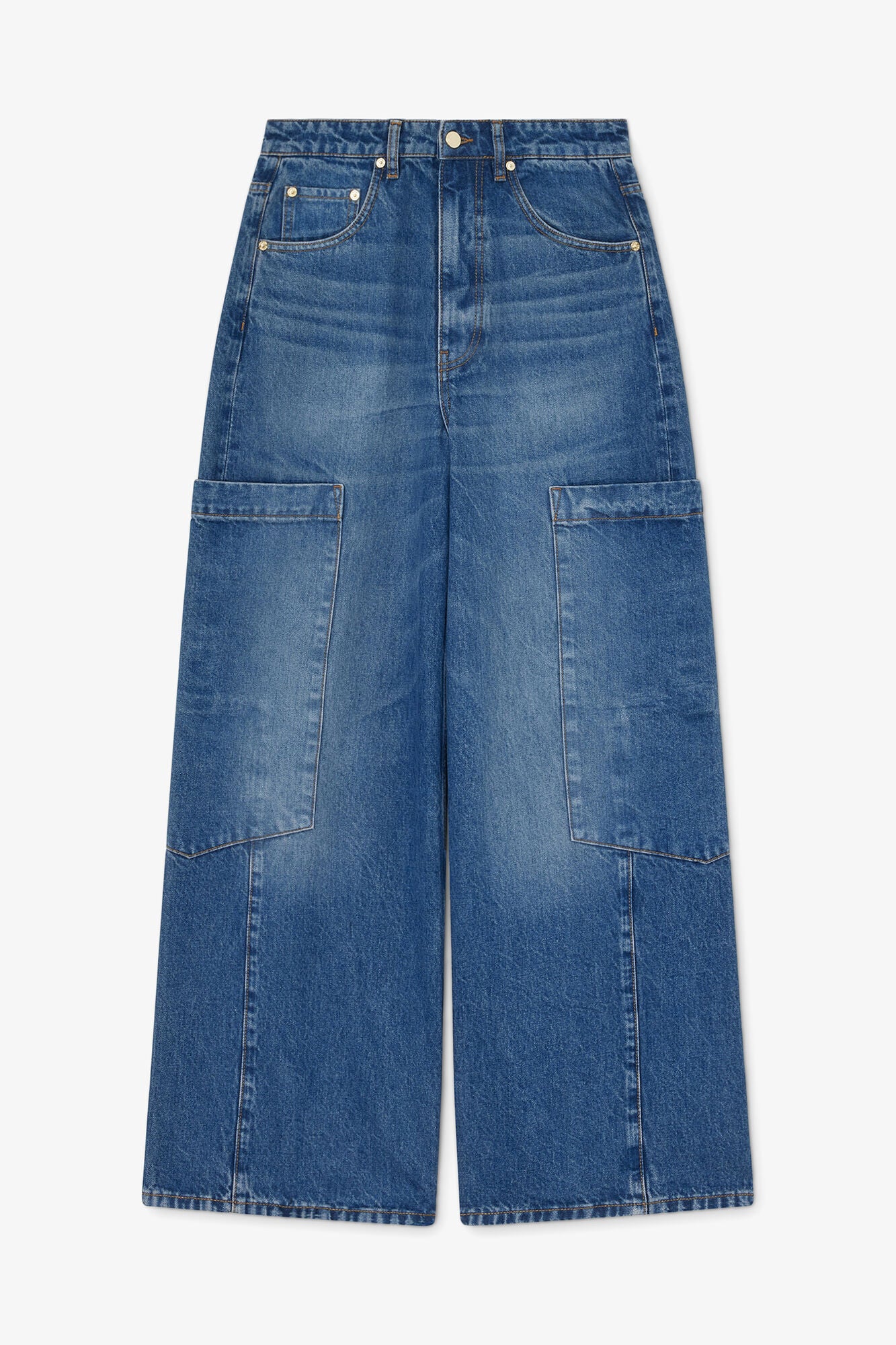 GANNI Hot Sale Baggy Cargo Jeans in Rigid Denim