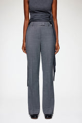 GANNI us Pants in Grey Wool Melange
