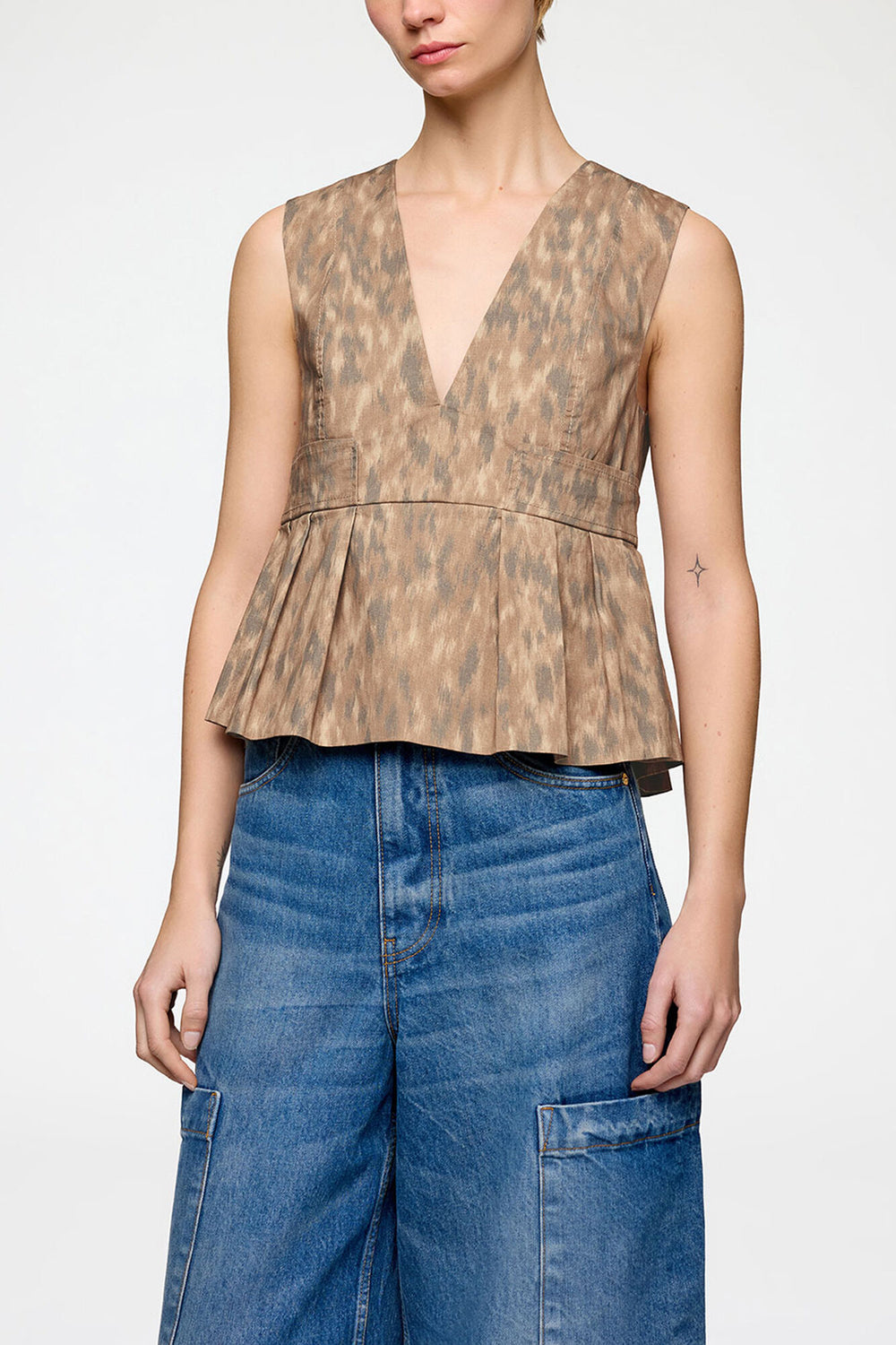 GANNI Sale Top in Printed Cotton