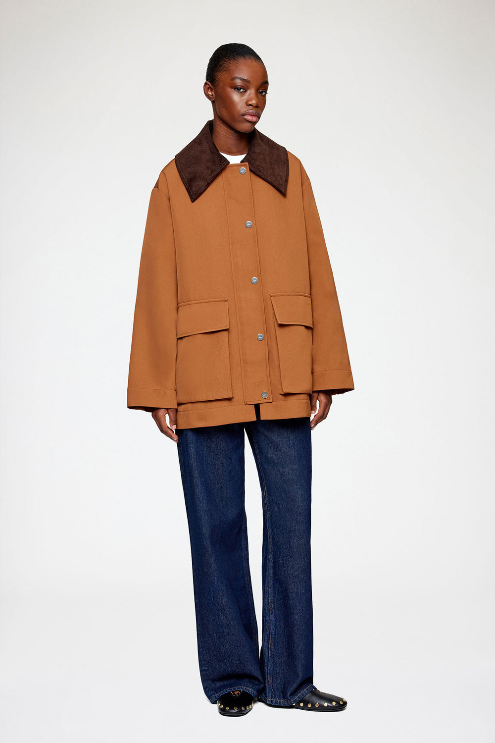 GANNI On Sale Jacket in Brown Twill