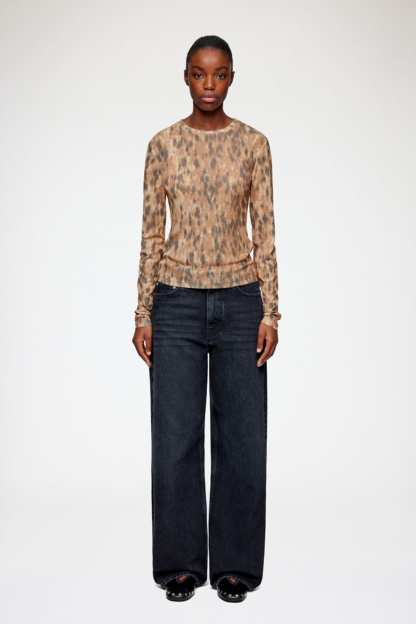 GANNI For Sale Long-sleeve Top in Printed Marl Mesh