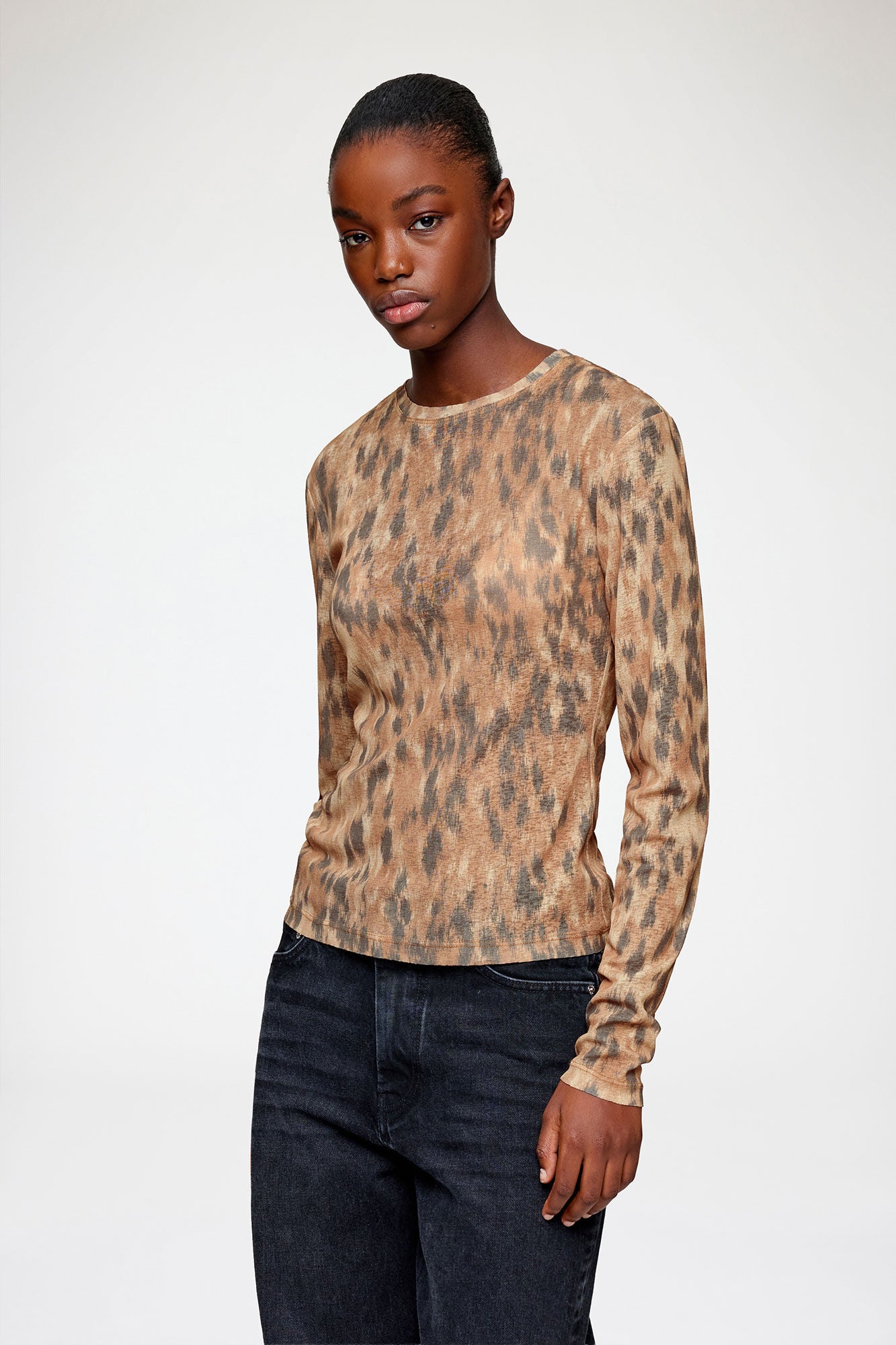 GANNI For Sale Long-sleeve Top in Printed Marl Mesh