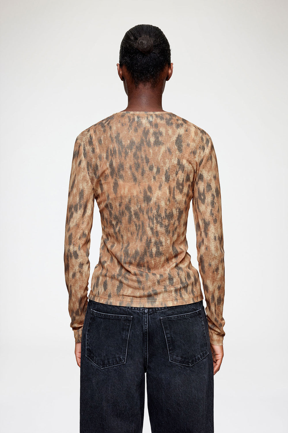 GANNI For Sale Long-sleeve Top in Printed Marl Mesh