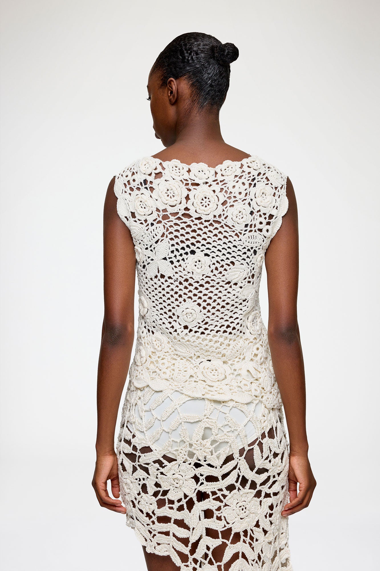 GANNI Outlet Knit Top in Cotton Crochet