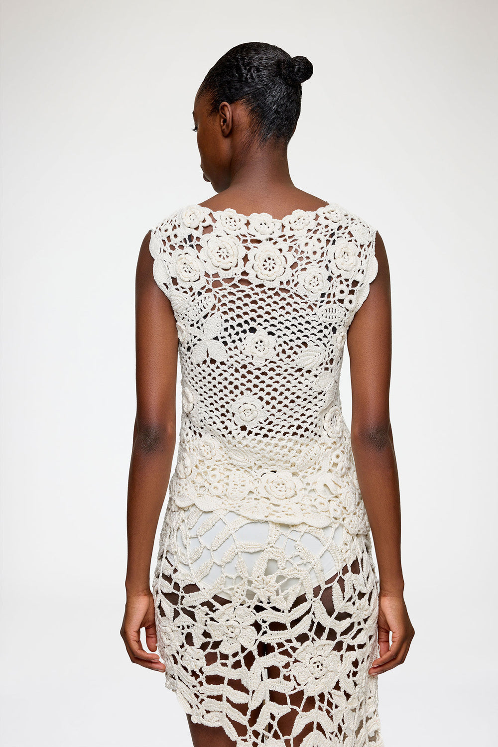 GANNI Outlet Knit Top in Cotton Crochet