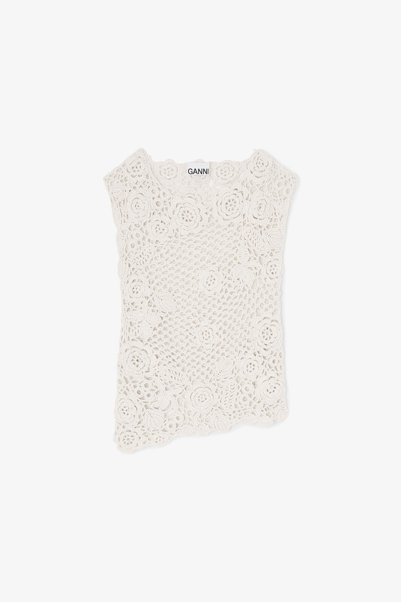 GANNI Outlet Knit Top in Cotton Crochet