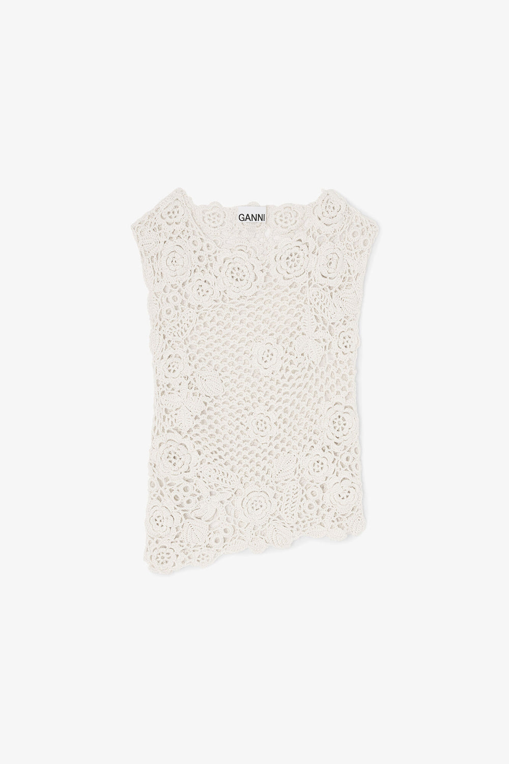GANNI Outlet Knit Top in Cotton Crochet