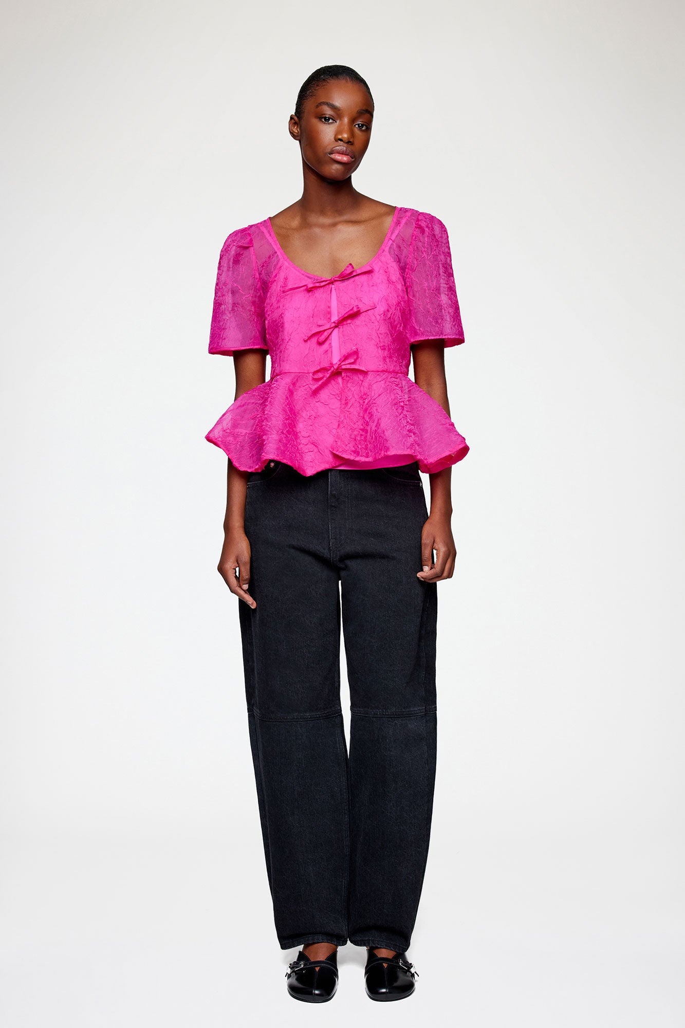 GANNI Hot Sale Peplum Blouse in Shibori Organza