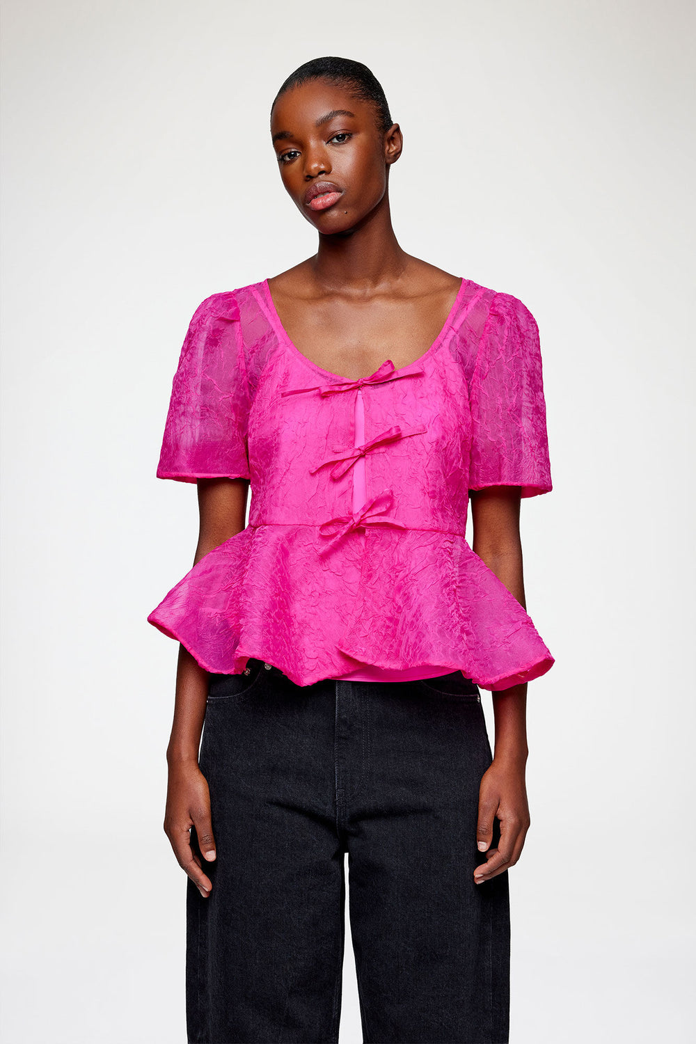GANNI Hot Sale Peplum Blouse in Shibori Organza
