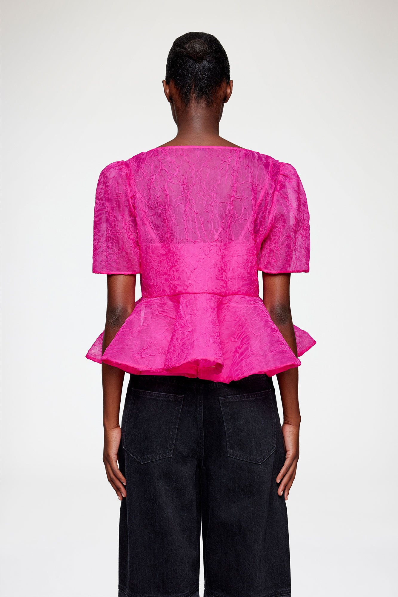 GANNI Hot Sale Peplum Blouse in Shibori Organza