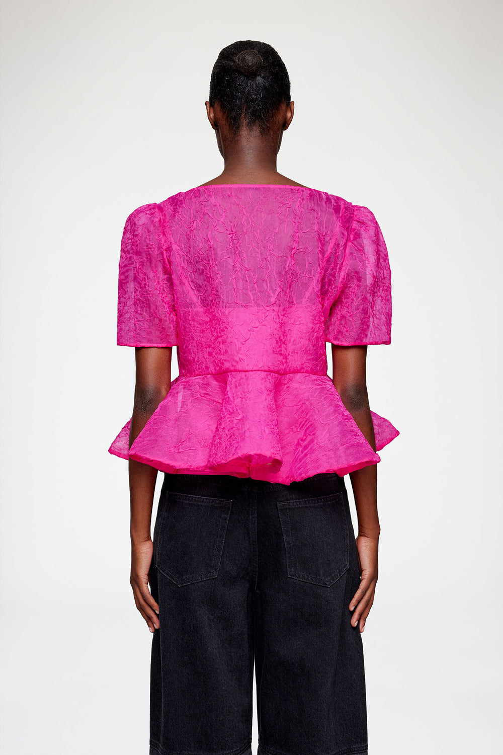 GANNI Hot Sale Peplum Blouse in Shibori Organza