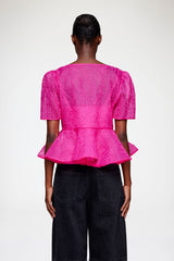GANNI Hot Sale Peplum Blouse in Shibori Organza