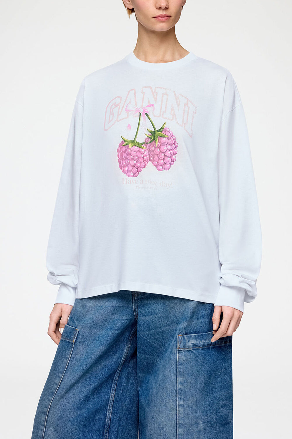 GANNI New Long-sleeve T-shirt with Raspberries