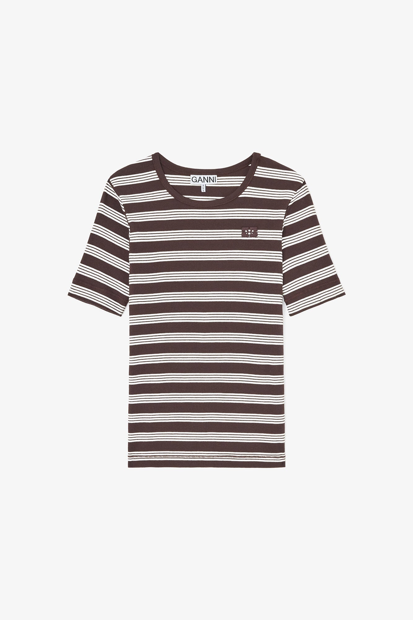 GANNI us T-shirt in Stripe