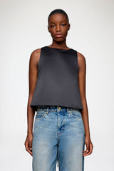 GANNI Sale Top in Black Satin
