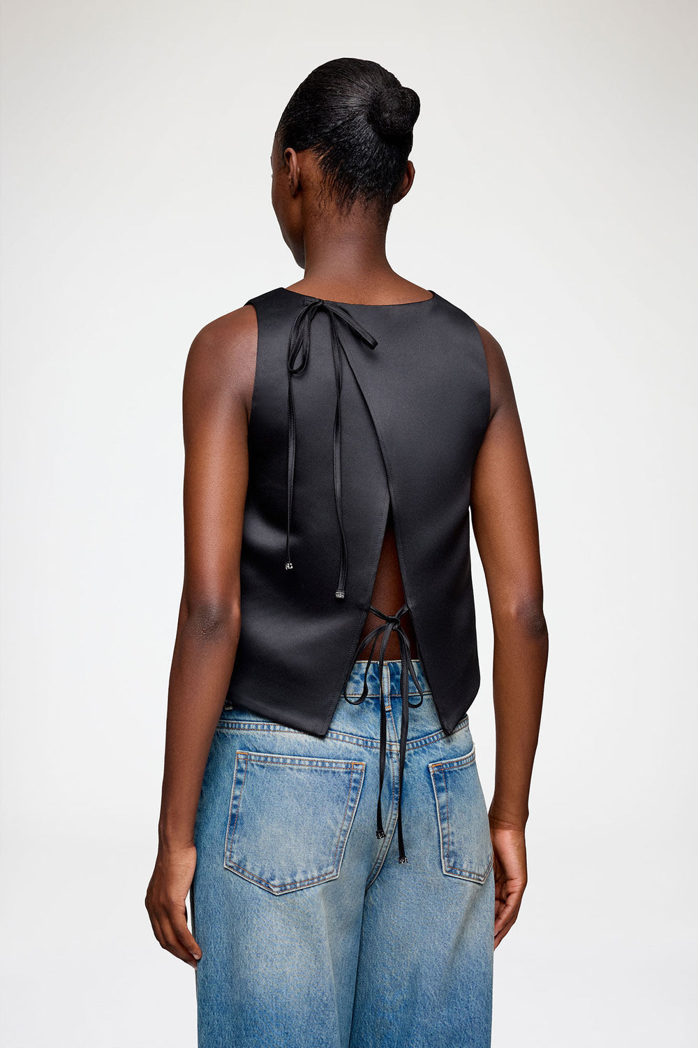 GANNI Sale Top in Black Satin