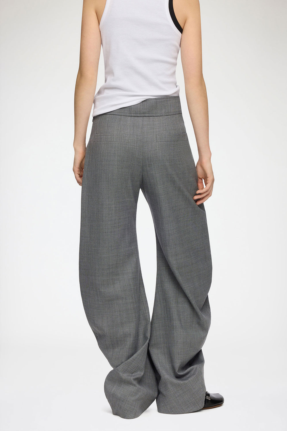 GANNI On Sale Pants in Grey Wool Melange